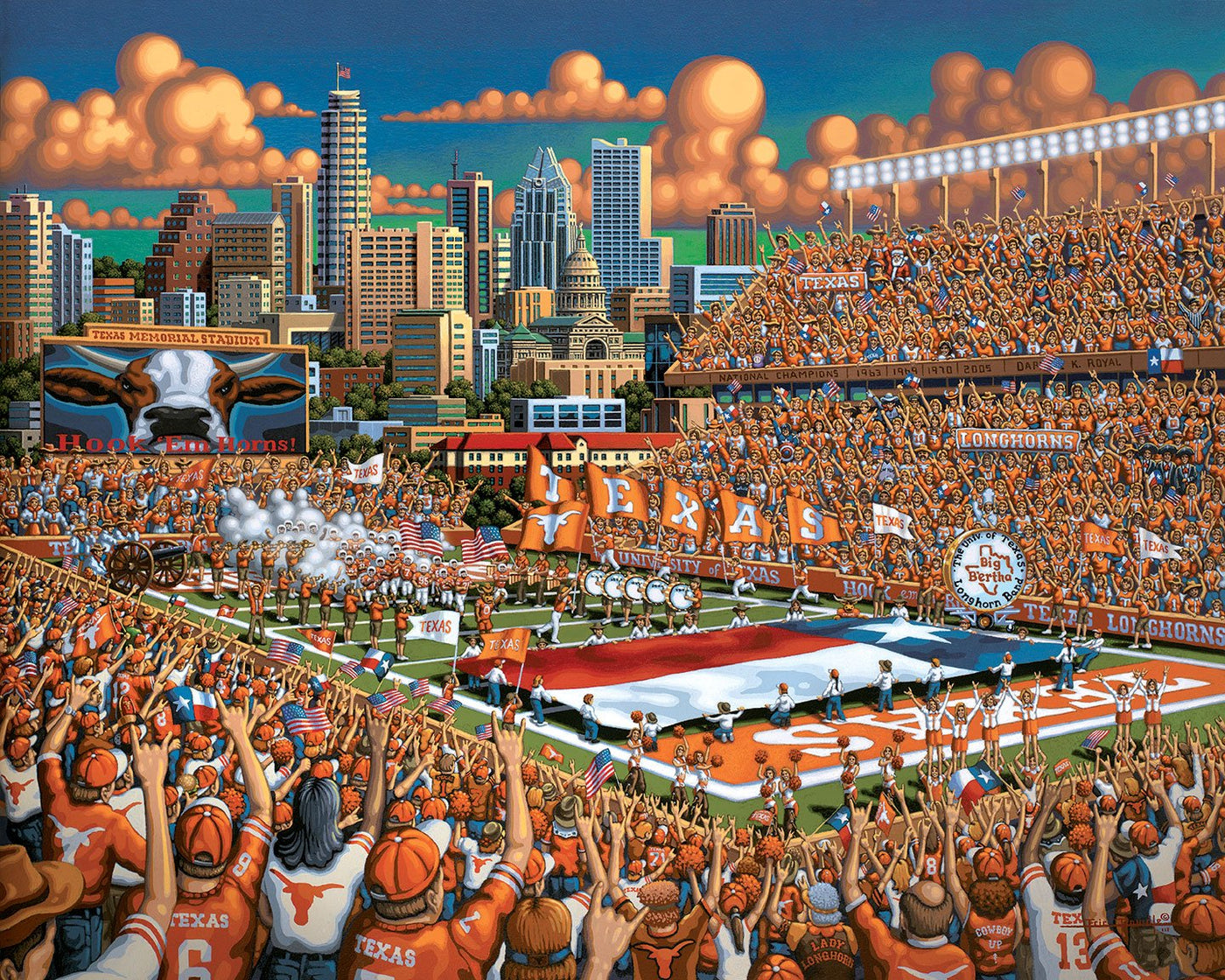 "Texas Longhorns" Rolled Canvas Giclee Print Wall Art - Texas Time Gifts and Fine Art