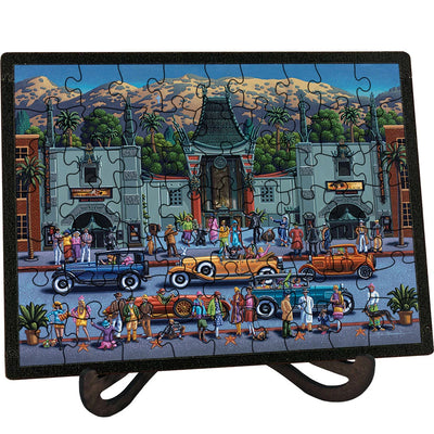 "Hollywood" Picture Perfect Framed Wooden Jigsaw Puzzle with Easel (Desk Decor) - Texas Time Gifts and Fine Art