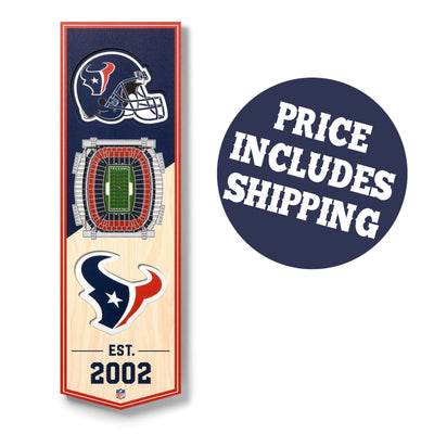 "Houston Texans" 3D Stadium Banner Wall Decor—8" x 32" - Texas Time Gifts and Fine Art