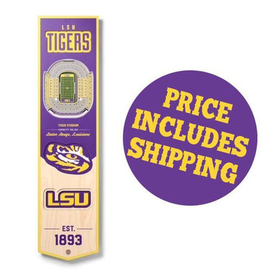 "LSU Tigers" 3D Stadium Banner Wall Decor—8" x 32" - Texas Time Gifts and Fine Art