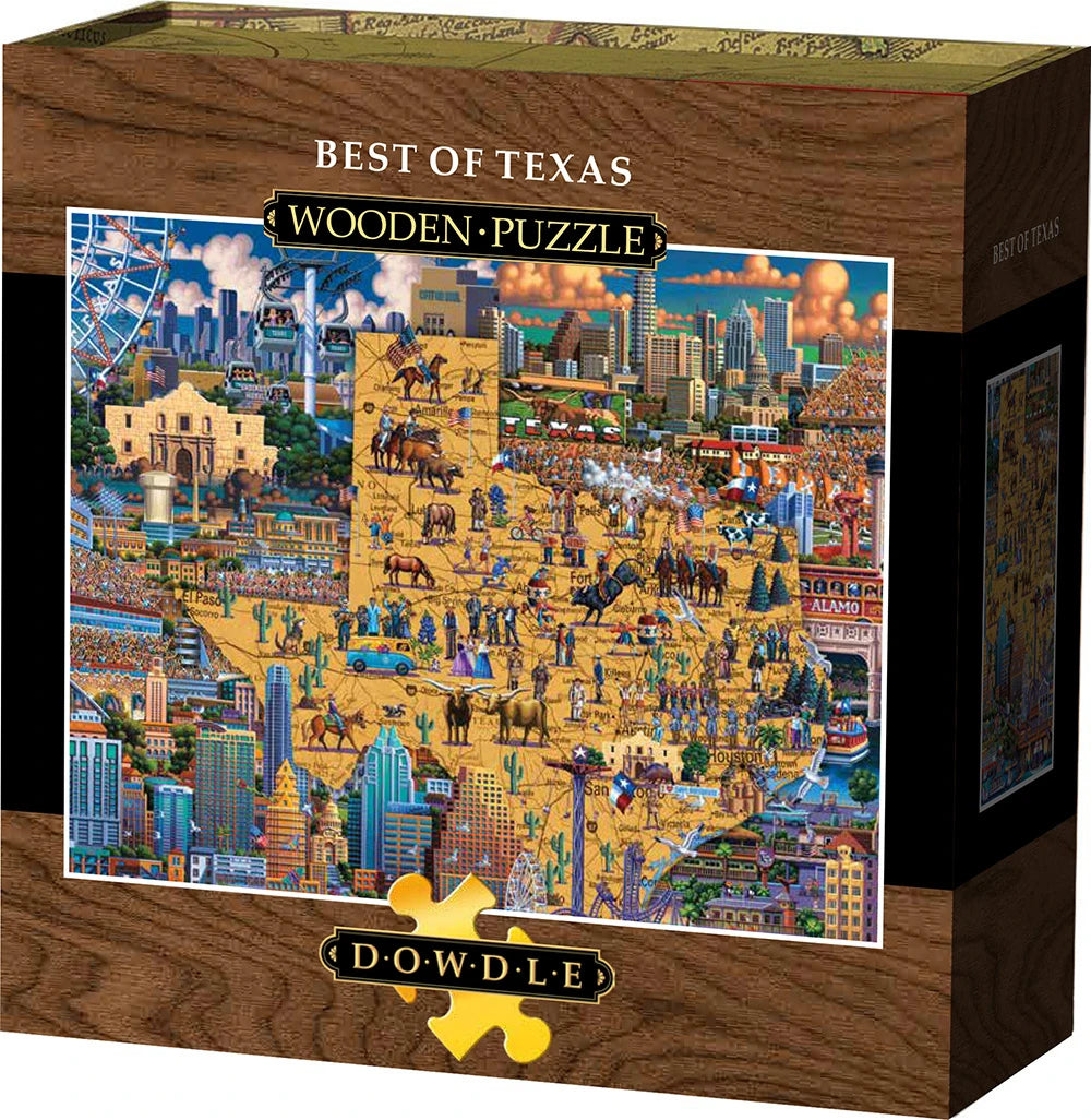 "Best of Texas" Classic Wooden Jigsaw Puzzle - Texas Time Gifts and Fine Art