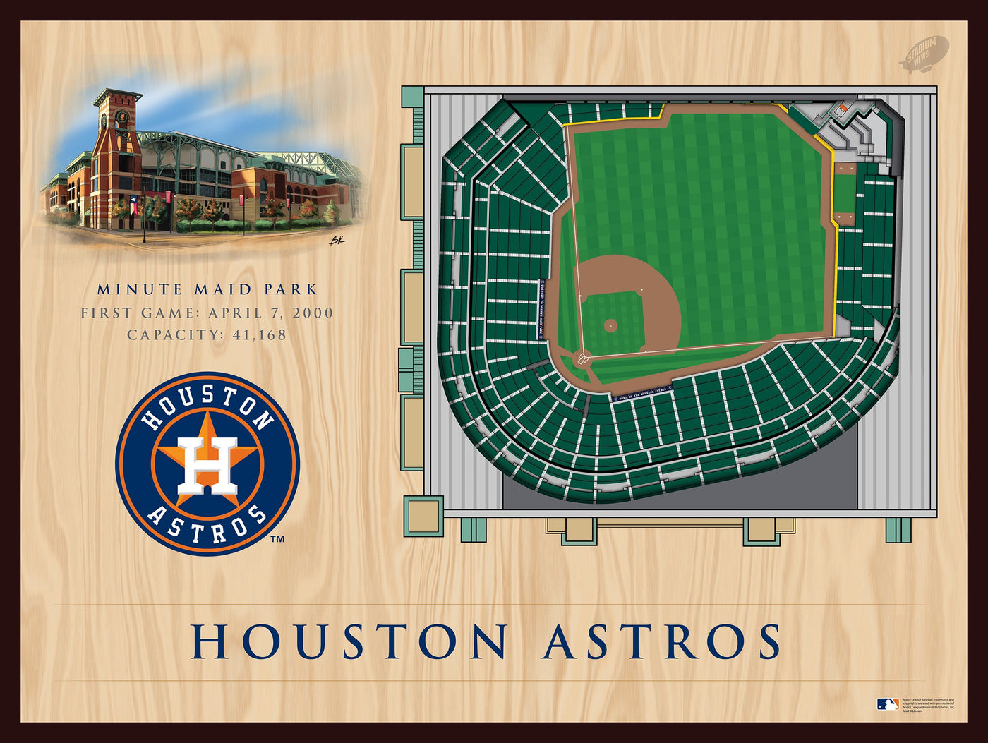 Houston Astros—Minute Maid Park 25-Layer 3D "StadiumViews" Wall Decor - Texas Time Gifts and Fine Art