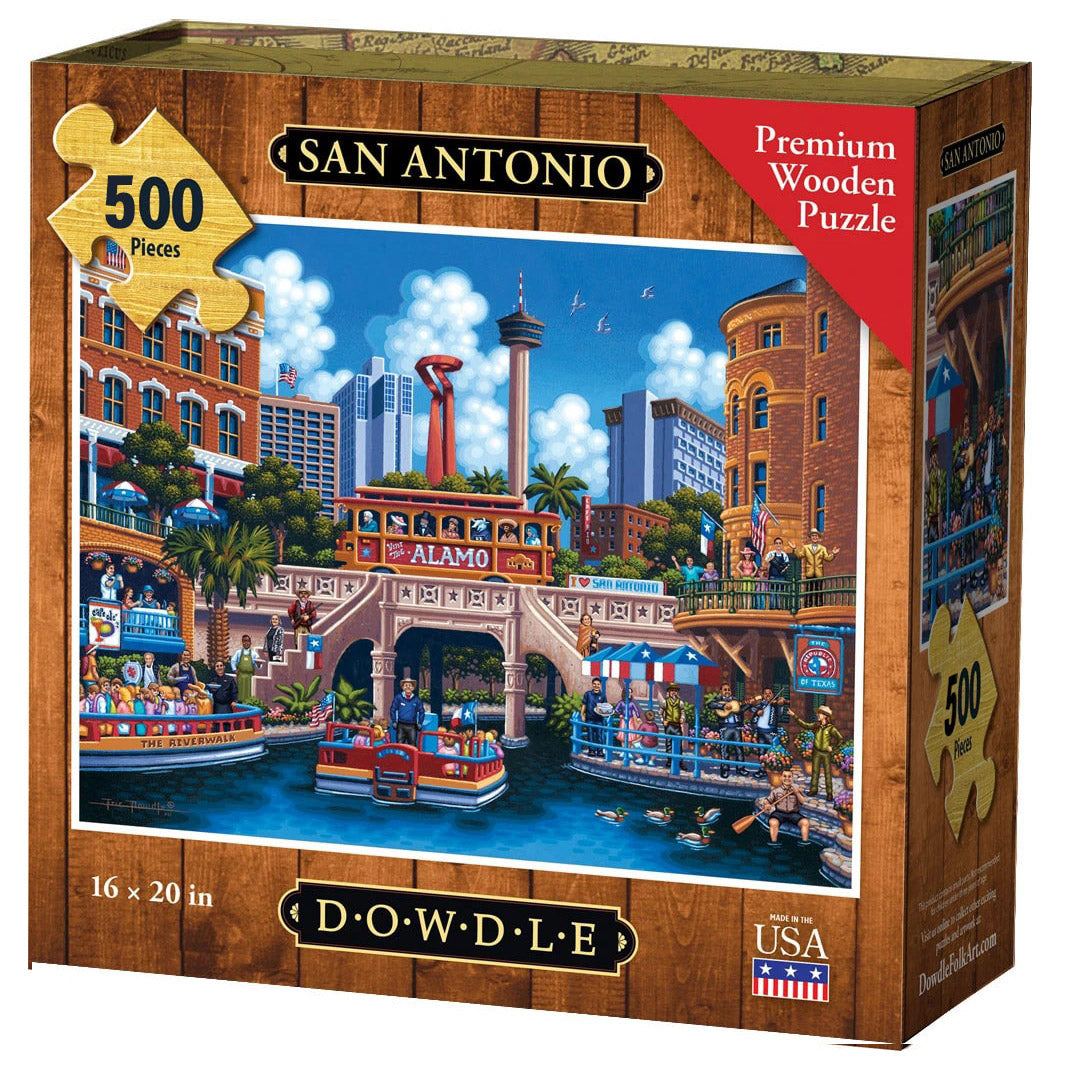 "San Antonio" Classic Wooden Jigsaw Puzzle - Texas Time Gifts and Fine Art