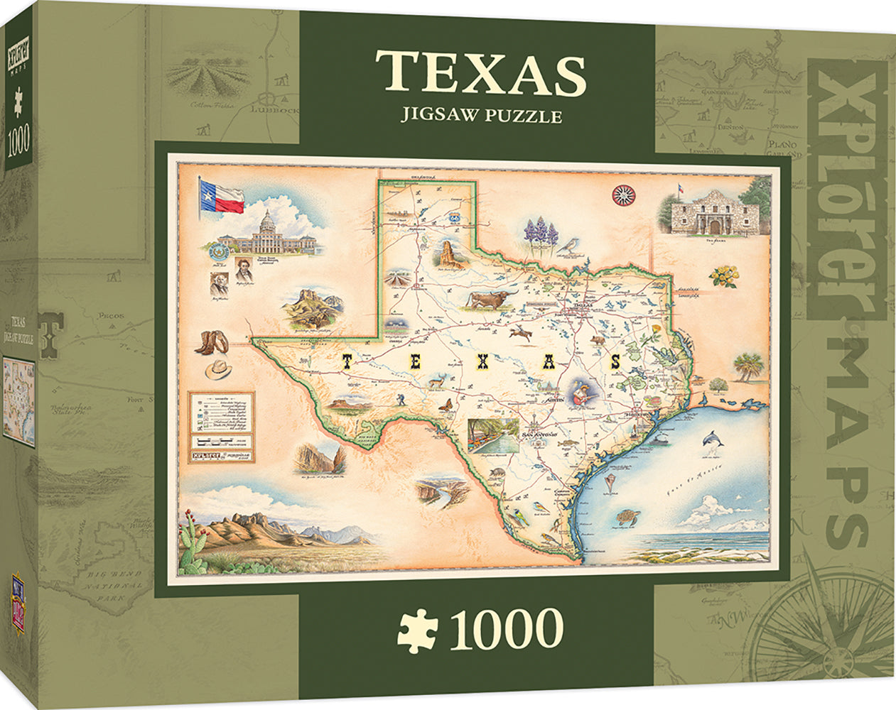 "Texas" XPlorer Maps Jigsaw Puzzle - Texas Time Gifts and Fine Art