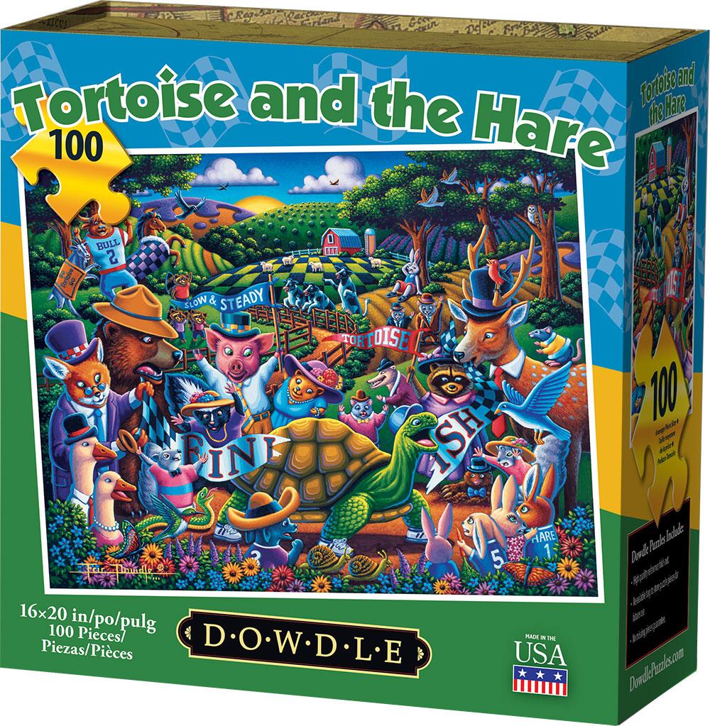 "Tortoise and the Hare" 100 Piece Jigsaw Puzzle - Texas Time Gifts and Fine Art