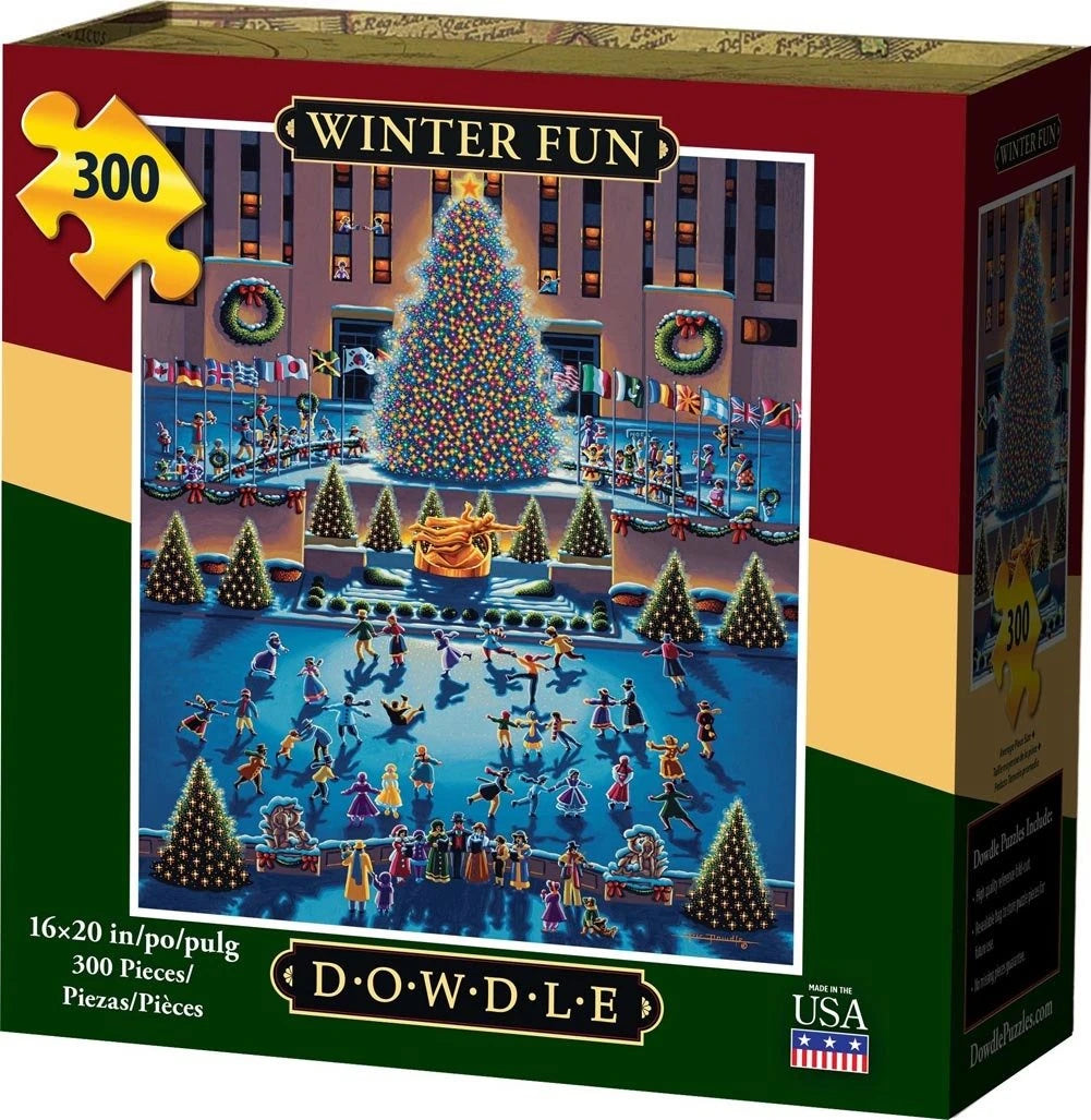 "Winter Fun" (Rockefeller Center Christmas Tree) Jigsaw Puzzle - Texas Time Gifts and Fine Art