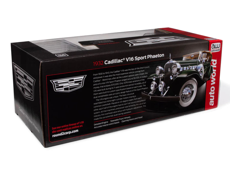 1932 Cadillac V16 Phaeton in Dark Green Die-cast Collectible - Texas Time Gifts and Fine Art