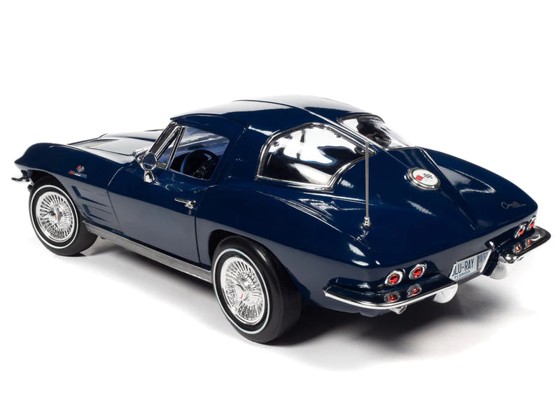 1963 Chevrolet Corvette Sting Ray Coupe in Daytona Blue Die-cast Collectible - Texas Time Gifts and Fine Art