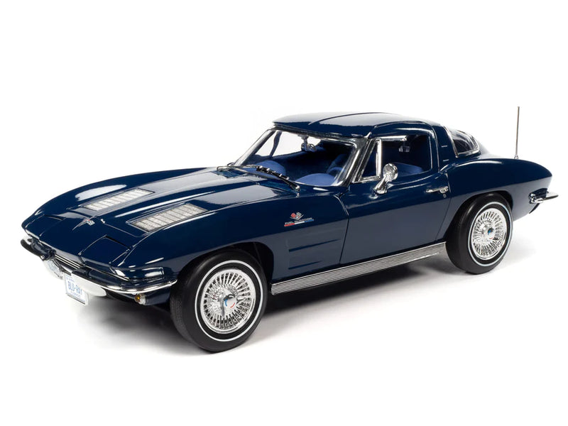 1963 Chevrolet Corvette Sting Ray Coupe in Daytona Blue Die-cast Collectible - Texas Time Gifts and Fine Art