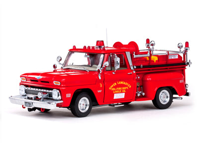 1965 Chevrolet C-20 Fire Truck—"Upper Lancaster Vol. Fire Dept." Die-cast Collectible - Texas Time Gifts and Finr Art