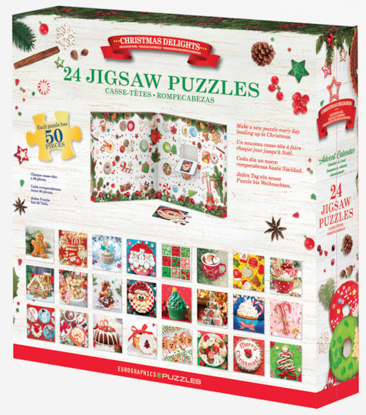 "Christmas Delights" 24 Advent Jigsaw Puzzles Box Set (Book Style) - Texas Time Gifts and Fine Art