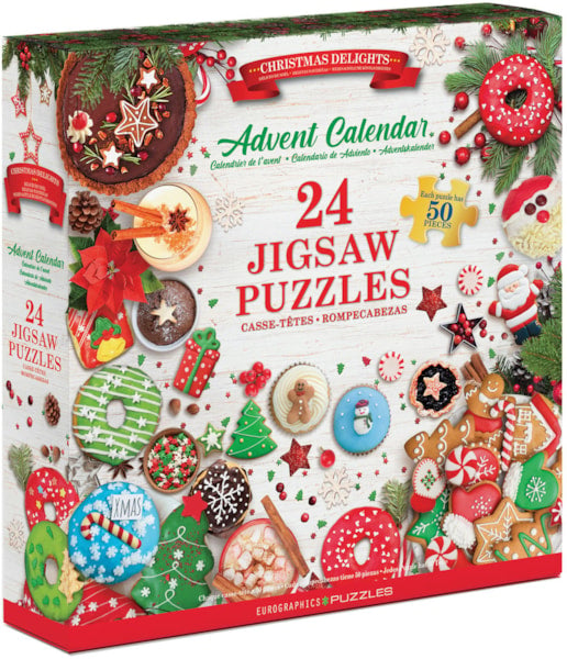 "Christmas Delights" 24 Advent Jigsaw Puzzles Box Set (Book Style) - Texas Time Gifts and Fine Art