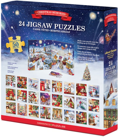 "Christmas Memories" 24 Advent Jigsaw Puzzles Box Set (Book Style) - Texas Time Gifts and Fine Art