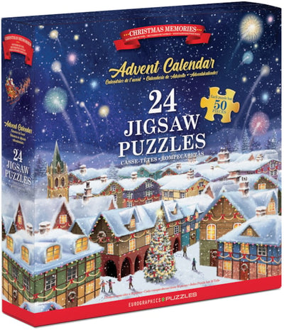 "Christmas Memories" 24 Advent Jigsaw Puzzles Box Set (Book Style) - Texas Time Gifts and Fine Art