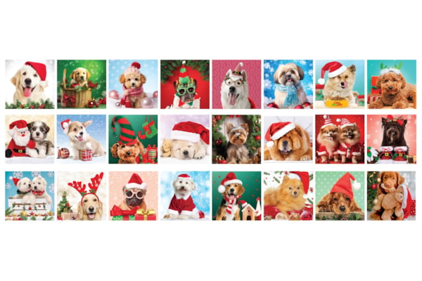 "Christmas Paws" 24 Advent Jigsaw Puzzles (Drawer-Style Box Set) - Texas Time Gifts and Fine Art