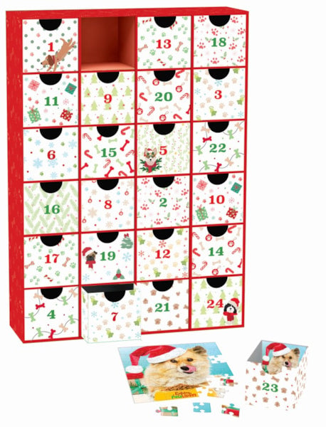 "Christmas Paws" 24 Advent Jigsaw Puzzles (Drawer-Style Box Set) - Texas Time Gifts and Fine Art