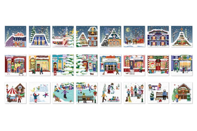 "Christmas Town Fair" 24 Advent Jigsaw Puzzles Box Set (Book Style) - Texas Time Gifts and Fine Art