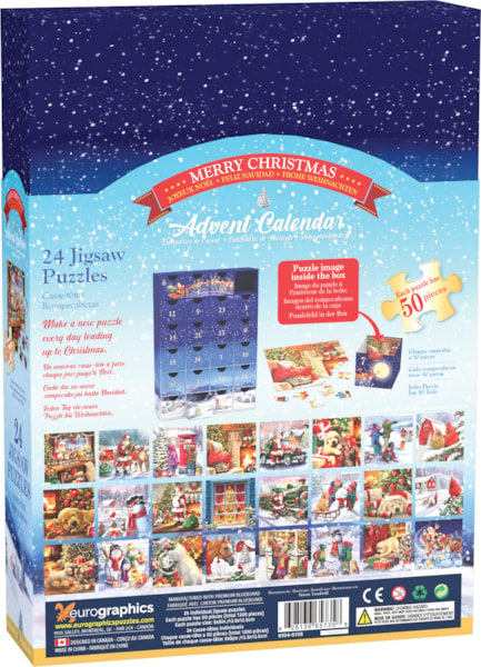 "Merry Christmas" 24 Advent Jigsaw Puzzles (Drawer-Style Box Set) - Texas Time Gifts and Fine Art