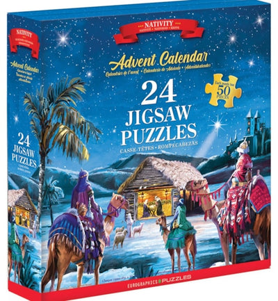 "Nativity" 24 Advent Jigsaw Puzzles Box Set (Book Style) - Texas Time Gifts and Fine Art