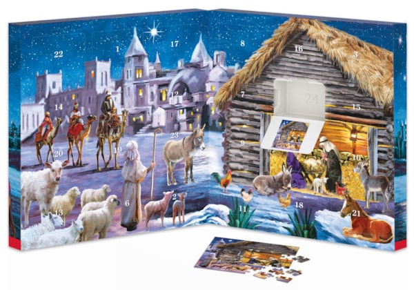 "Nativity" 24 Advent Jigsaw Puzzles Box Set (Book Style) - Texas Time Gifts and Fine Art