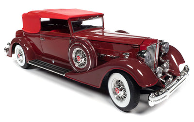 1934 Packard V12 "Victoria" Soft Top in Red  Die-cast Collectible—Limited Edition - Texas Time Gifts and Fine Art