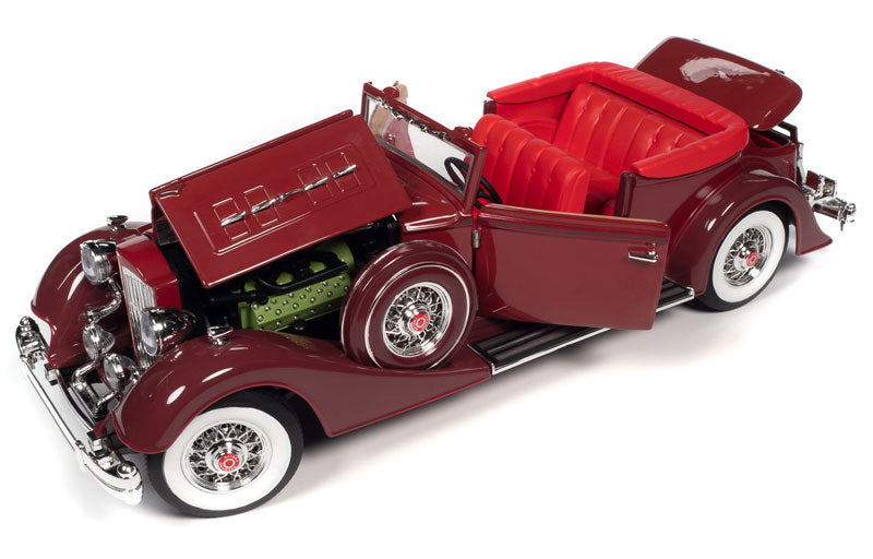 1934 Packard V12 "Victoria" Soft Top in Red  Die-cast Collectible—Limited Edition - Texas Time Gifts and Fine Art