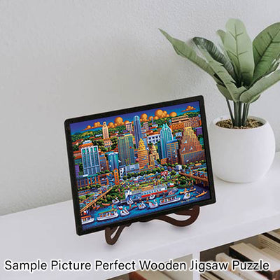 "Animals of America" Picture Perfect Framed Wooden Jigsaw Puzzle with Easel (Desk Decor) - Texas Time Gifts and Fine Art