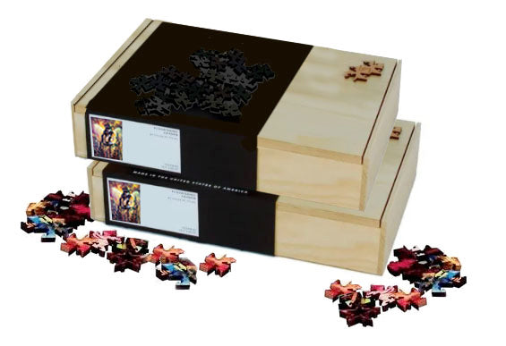 "An Autumn Drive" Premium Wooden Jigsaw Puzzle with Ash Wood Storage Box—Small (+ 4 More Size Options) - Texas Time Gifts and Fine Art