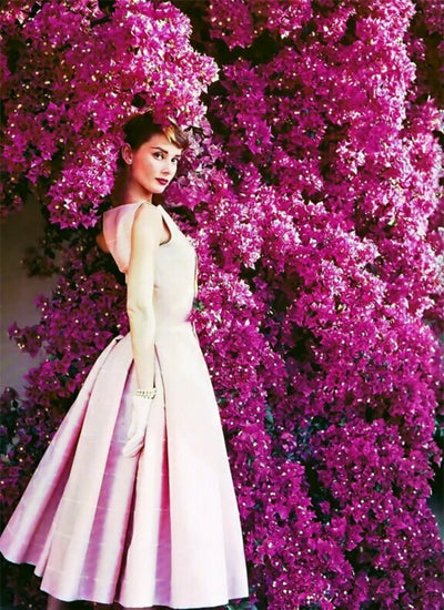 "Audrey Hepburn In Pink" Premium Wooden Jigsaw Puzzle—Postcard-Size - Texas Time Gifts and Fine Art