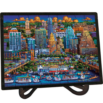 "Austin" Picture Perfect Framed Wooden Jigsaw Puzzle with Easel (Desk Decor)—IN STOCK - Texas Time Gifts and Fine Art
