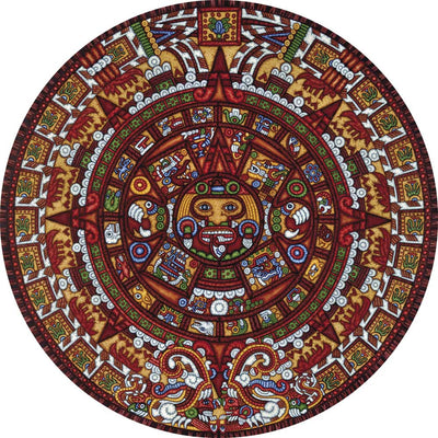 "Aztec Calendar" (The Sun Stone) Circular Jigsaw Puzzle - Texas Time Gifts and Fine Art