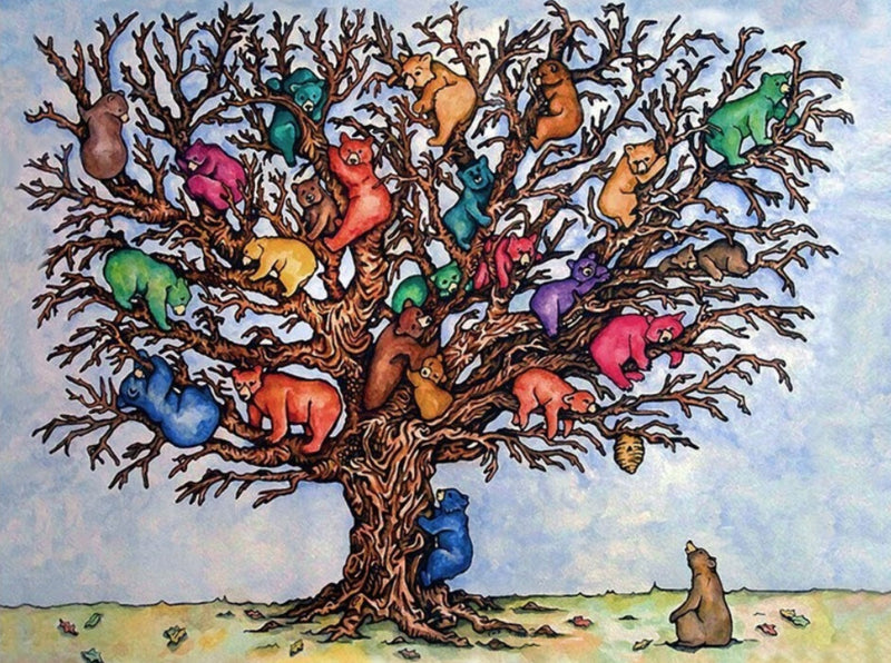 "Bear Tree" Premium Wooden Jigsaw Puzzle—Postcard-Size - Texas Time Gifts and Fine Art