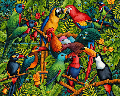 "Birds of a Feather" Picture Perfect Framed Wooden Jigsaw Puzzle with Easel (Desk Decor) - Texas Time Gifts and Fine Art