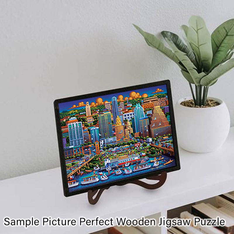 "Birds of a Feather" Picture Perfect Framed Wooden Jigsaw Puzzle with Easel (Desk Decor) - Texas Time Gifts and Fine Art