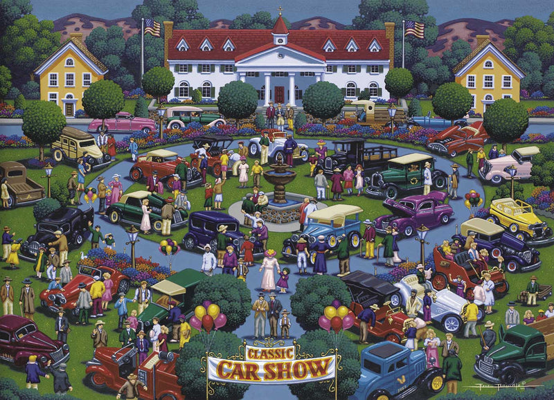 "Classic Car Show" Jigsaw Puzzle - Texas Time Gifts and Fine Art