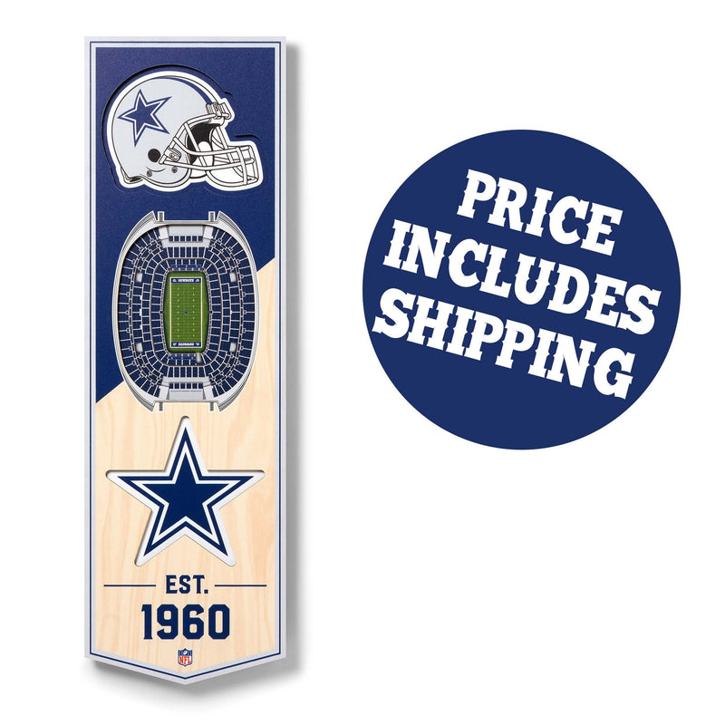 "Dallas Cowboys" 3D Arena Banner Wall Decor—8" x 32" - Texas Time Gifts and Fine Art