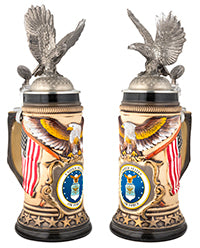 "Eagle with U.S. Air Force" Stoneware Beer Stein—Limited Edition - Texas Time Gifts and Fine Art 220823
