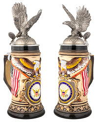 "Eagle with U.S. Navy" Stoneware Beer Stein—Limited Edition - Texas Time Gifts and Fine Art 220827