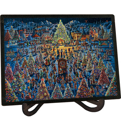 "Festival of Trees" (Salt Lake City) Picture Perfect Framed Wooden Jigsaw Puzzle with Easel (Desk Decor) - Texas Time Gifts and Fine Art