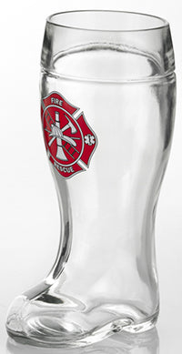 "Fire + Rescue" Glass Beer Boot (1 Liter) - Texas Time Gifts and Fine Art 220828