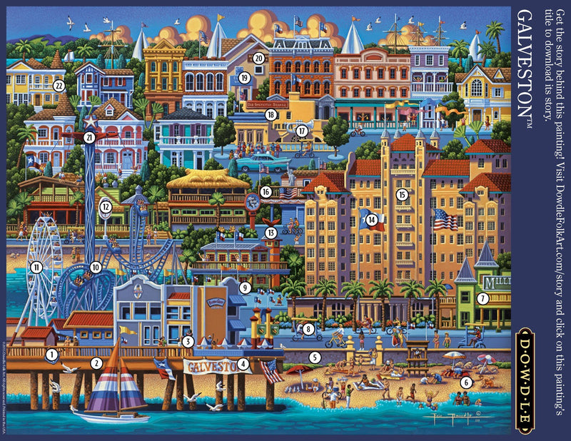 "Galveston" Mini-Wooden Jigsaw Puzzle - Texas Time Gifts and Fine Art