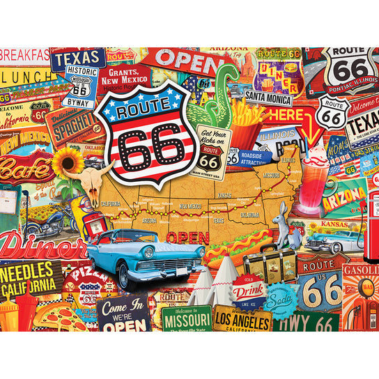 "Greetings from Route 66—Main Street of America" Jigsaw Puzzle - Texas Time Gifts and Fine Art
