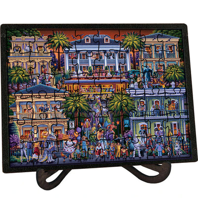 "Halloween Cajun Style" (New Orleans) Picture Perfect Framed Wooden Jigsaw Puzzle with Easel (Desk Decor) - Texas Time Gifts and Fine Art