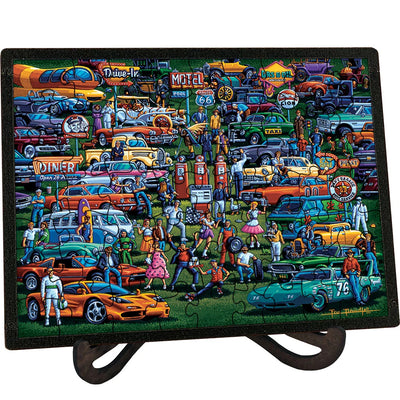 "History of Cars" Picture Perfect Framed Wooden Jigsaw Puzzle with Easel (Desk Decor) - Texas Time Gifts and Fine Art