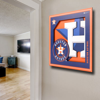 Houston Astros 12" x 12" 3D "LogoView" Wall Art - Texas Time Gifts and Fine Art