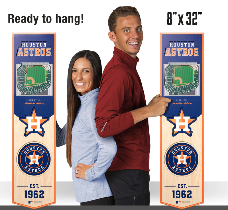 "Houston Astros" 3D Stadium Banner Wall Decor—8" x 32" - Texas Time Gifts and Fine Art