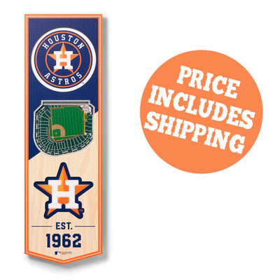 "Houston Astros" 3D Stadium Banner Wall Decor—8" x 32" - Texas Time Gifts and Fine Art