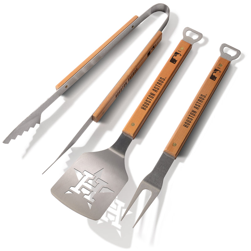 "Houston Astros" Stainless Steel 3-Piece BBQ Tool Set - Texas Time Gifts and Fine Art