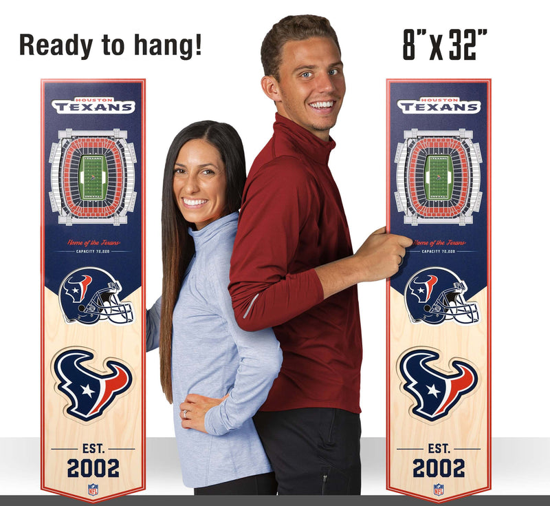 "Houston Texans" 3D Stadium Banner Wall Decor—8" x 32" - Texas Time Gifts and Fine Art