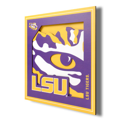 LSU Tigers 12" x 12" 3D "LogoView" Wall Art - Texas Time Gifts and Fine Art